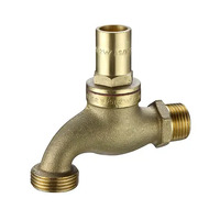 Hose Tap Vandal Proof Brass Flat MI 15mm