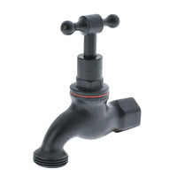 Hose Tap T Handle Rough Brass FI 15mm Matte Black