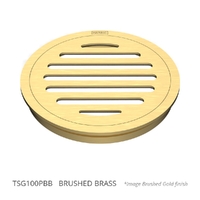 100Mm Floor Waste Round Top Brushed Brass
