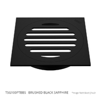 100Mm Floor Waste Square Top Brushed Black Sapphire