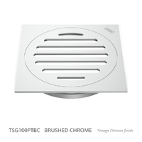 100Mm Floor Waste Square Top Brushed Chrome
