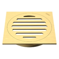 100Mm Floor Waste Square Top Brushed Gold
