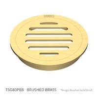 80Mm Floor Waste Round Top Brushed Brass