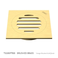 80Mm Floor Waste Square Top Brushed Brass