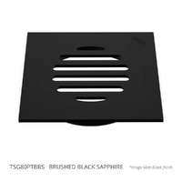 80Mm Floor Waste Square Top Brushed Black Sapphire