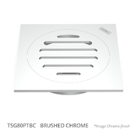 80Mm Floor Waste Square Top Brushed Chrome