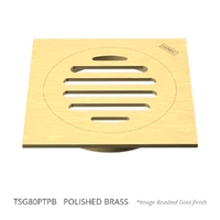 80Mm Floor Waste Square Top Polished Brass