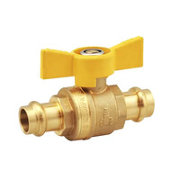 15mm Copper Press Gas Ball Valve Butterfly Handle AGA Approved