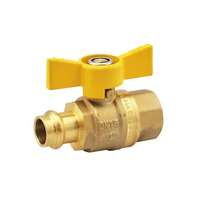 20mm Female X Copper Press Gas Ball Valve Butterfly Handle AGA Approved
