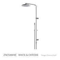 Zenith Combination Shower - Square Profile Hand Shower -  White &amp; Chrome