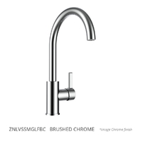 Zenith Vertical Sink Mixer Round Profile Swivel Gooseneck Spout- 4 Star - Brushed Chrome (Lf)