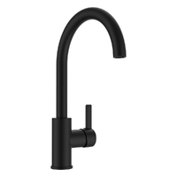 Zenith Vertical Sink Mixer Round Profile Swivel Gooseneck Spout- 4 Star - Matt Black (Lf)