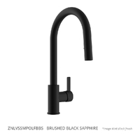 Zenith Vertical Pull Out Gooseneck Sink Mixer- 5 Star - Brushed Black Sapphire (Lf)