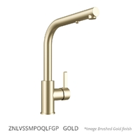 Zenith Vertical Pull Out Right Angle Sink Mixer- 5 Star - Gold (Lf)