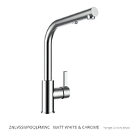 Zenith Vertical Pull Out Right Angle Sink Mixer- 5 Star - Matt White &amp; Chrome (Lf)