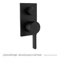 Zenith Rotary Diverter Wall Mixer - Rectangular Plate Brushed Black Sapphire Trim Kit