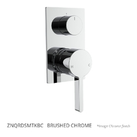 Zenith Rotary Diverter Wall Mixer - Rectangular Plate Brushed Chrome Trim Kit