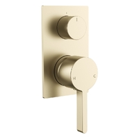 Zenith Rotary Diverter Wall Mixer - Rectangular Plate Brushed Gold Trim Kit