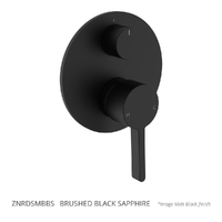 Zenith Rotary Diverter Wall Mixer - Round Plate Brushed Black Sapphire