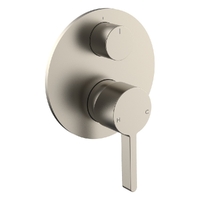 Zenith Rotary Diverter Wall Mixer - Round Plate Brushed Nickel