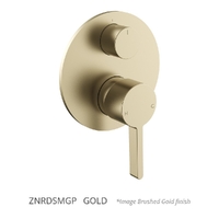 Zenith Rotary Diverter Wall Mixer - Round Plate Gold