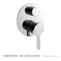 Zenith Rotary Diverter Wall Mixer - Round Plate Brushed Chrome Trim Kit