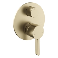 Zenith Rotary Diverter Wall Mixer - Round Plate Brushed Gold Trim Kit