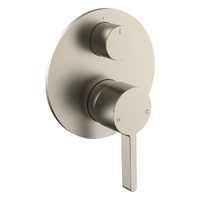 Zenith Rotary Diverter Wall Mixer - Round Plate Brushed Nickel Trim Kit