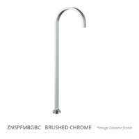 Zenith Fixed Floor Mount Spout - Gooseneck - Brushed Chrome