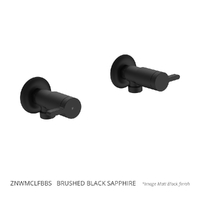 Zenith Washing Machine Cocks - Pair - 1/4 Turn Ceramic Brushed Black Sapphire
