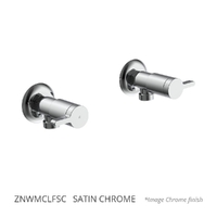 Zenith Washing Machine Cocks - Pair - 1/4 Turn Ceramic Satin Chrome