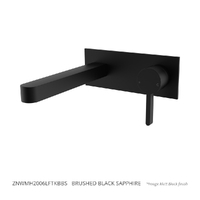 Zenith Horizontal Wall Mixer Set - Basin/Sink - 6 Star  Brushed Black Sapphire Trim Kit (Lf)