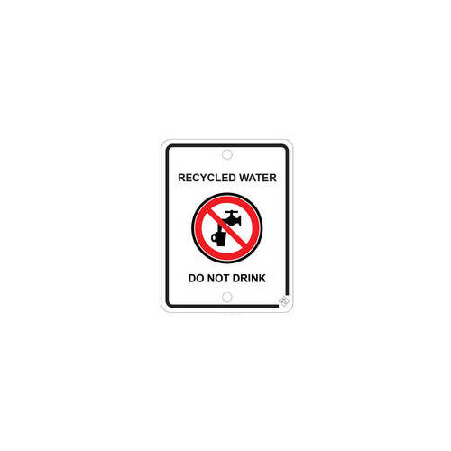 70mm X 92mm Recycled Water Warning Sign 