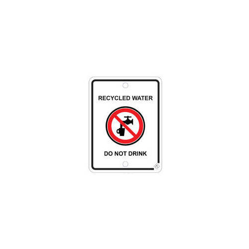 RECYCLED WATER WARNING SIGN 70MM X 92MM