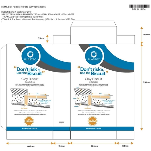 Plastec Clay Biscuit 750H x 400W x 150D (Box)