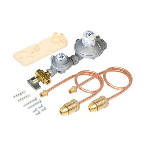 Dual Cylinder LPG Installation Kit 250MJ Regulator Manual Changeover with Bracket & Pigtails
