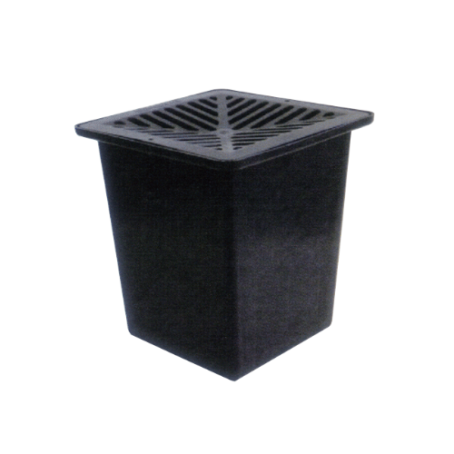 250mm RAINWATER PIT WITH BLACK POLYMER GRATE