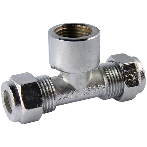 15C X 15C X 15FI Chrome Tee Double Union Nylon Compression Brass