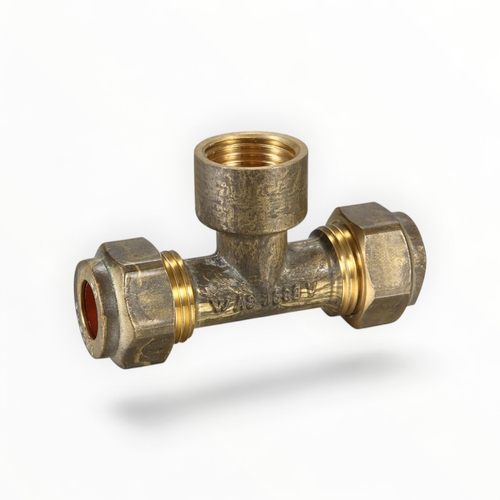 Copper Compression Tee BR 15C X 15C X 15FI LF