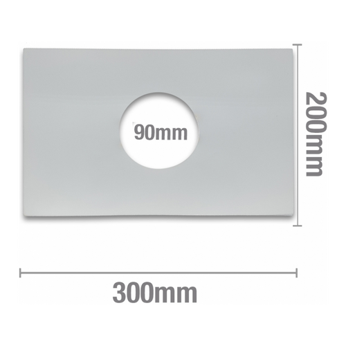 Shower Mixer Replacement Cover Plate 300mm x 200mm x 1mm  90mm I.D. (Rectangle) Metal Chrome Plated