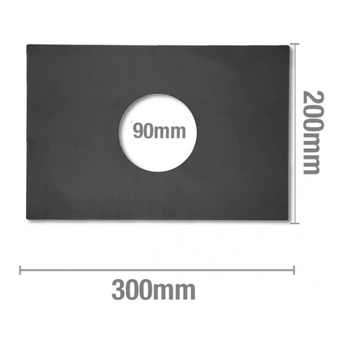 Shower Mixer Replacement Cover Plate 300mm x 200mm x 1mm  90mm I.D. (Rectangle) Metal Black