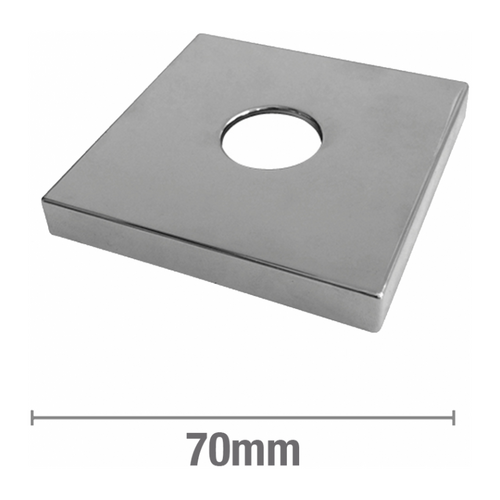 Chrome Plated Square Cover Plate 70x70mm 1/2inch BSP (10mm rise)