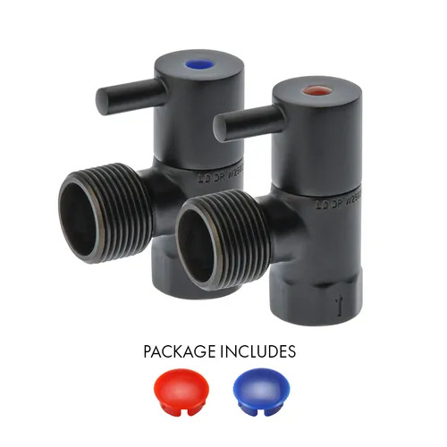 Washing Machine Stop Ceramic Disc Lever Handle Pair Matt Blk