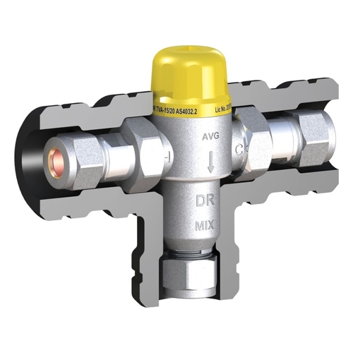 Tempering Valve with Insulation Lead Free Yellow Cap AVG