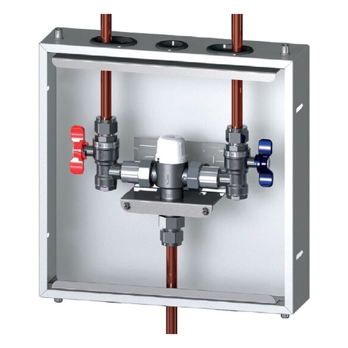 Thermostatic Mixing Valve Plumbed In Stainless Steel Recessed Box Lead Free AVG