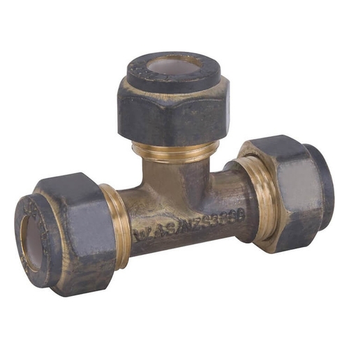 Tee Brass Nylon Compression Triple Union