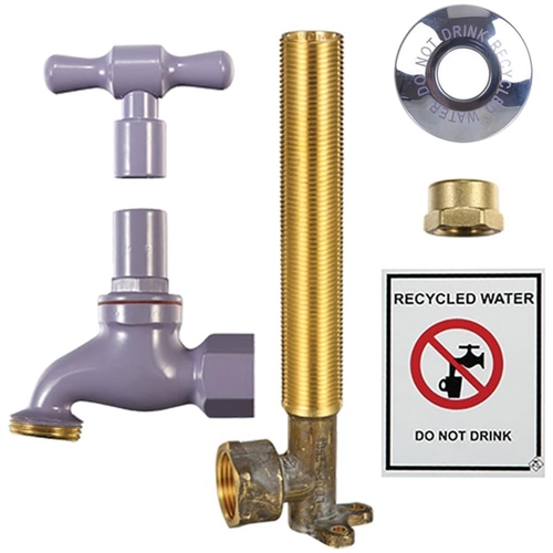 Hose Tap Recycled Water Kit With Elbow Lilac 18mm