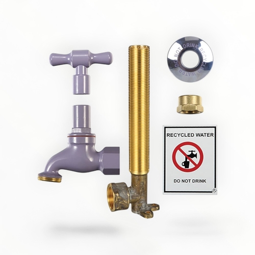 Hose Tap Recycled Water Kit With Elbow Lilac 18MM X 220 LF