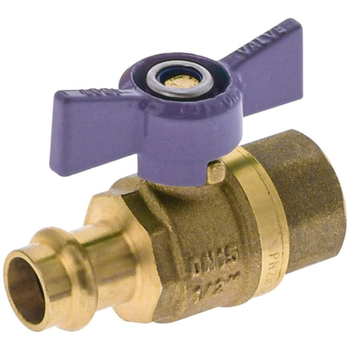 Watermarked Ball Valve Press Fit Butterfly Handle DN20 X 20FI Lilac Lead Free