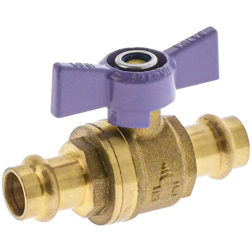 Watermarked Ball Valve Press Fit Butterfly Handle DN25 X DN25 Lilac Lead Free